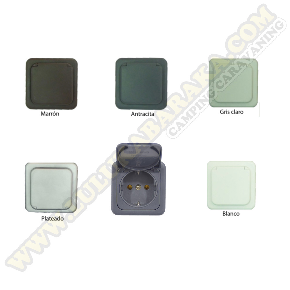 Toma 230V con tapa varios colores